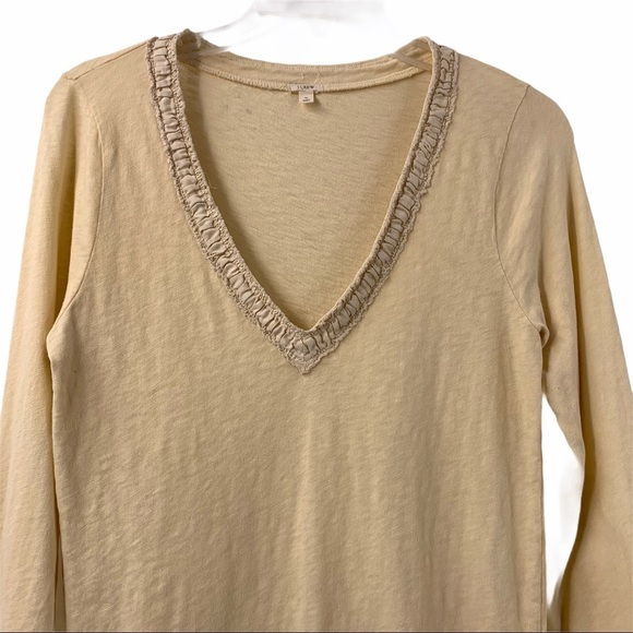 J. Crew Eggshell V Neck Long Sleeve Top - Picture 7 of 8